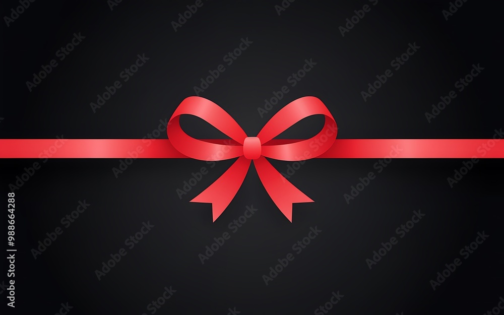 Red ribbon bow on black background. Red ribbon bow on black background.