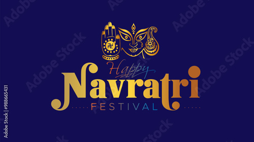 Happy Navratri festival or Durga Puja greeting card.