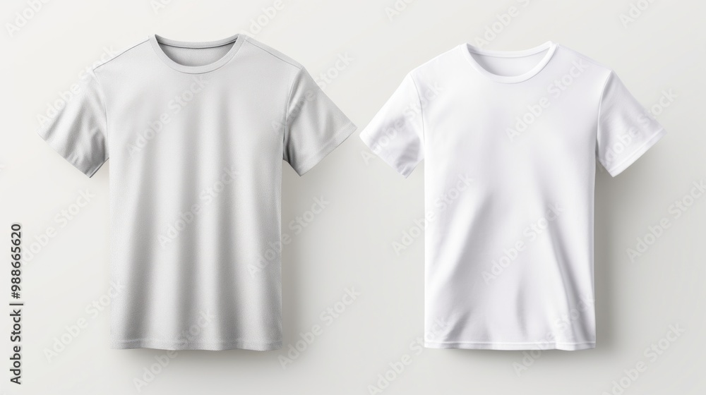 Two White T-Shirts on a Plain Background Two White T-Shirts on a Plain Background