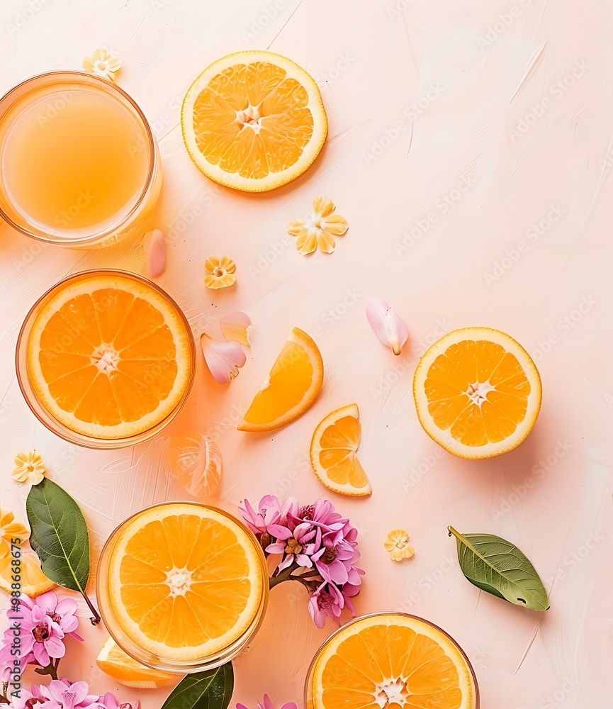 Fresh Orange Juice with Flower Garnish Fresh Orange Juice with Flower Garnish