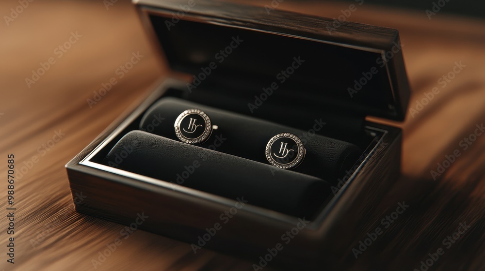 Elegant Cufflinks in Luxury Wooden Box Elegant Cufflinks in Luxury Wooden Box