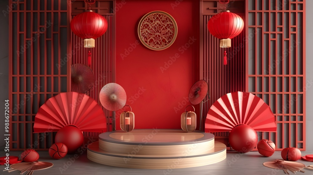 A red room with a red wall and red decorations A red room with a red wall and red decorations