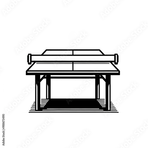 Isolated vector illustration of ping pong table on white background.