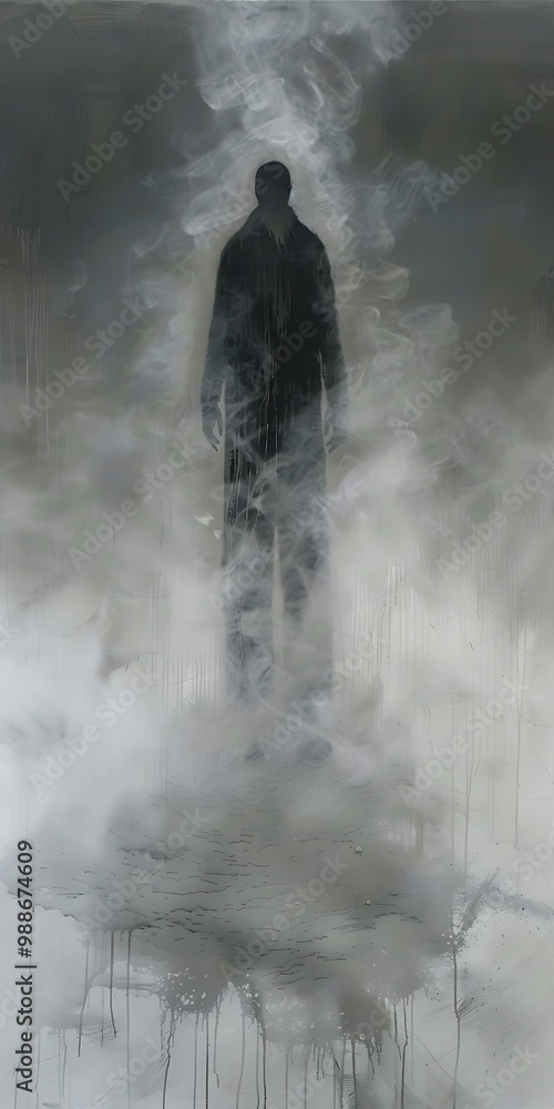 Obraz premium Abstract Painting of a Man in Smoke