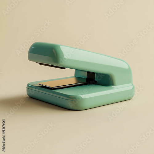 3D Stapler Icon: Office Tool for Paper Binding Illustration Logo photo