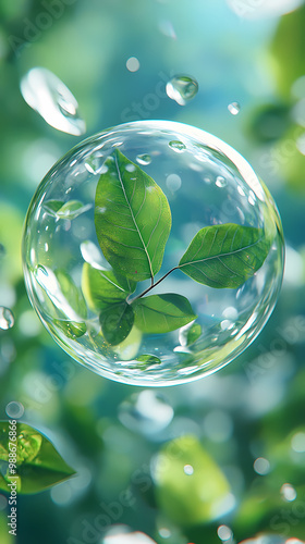 Wallpaper Mural Green ecological plant in a bubble Torontodigital.ca