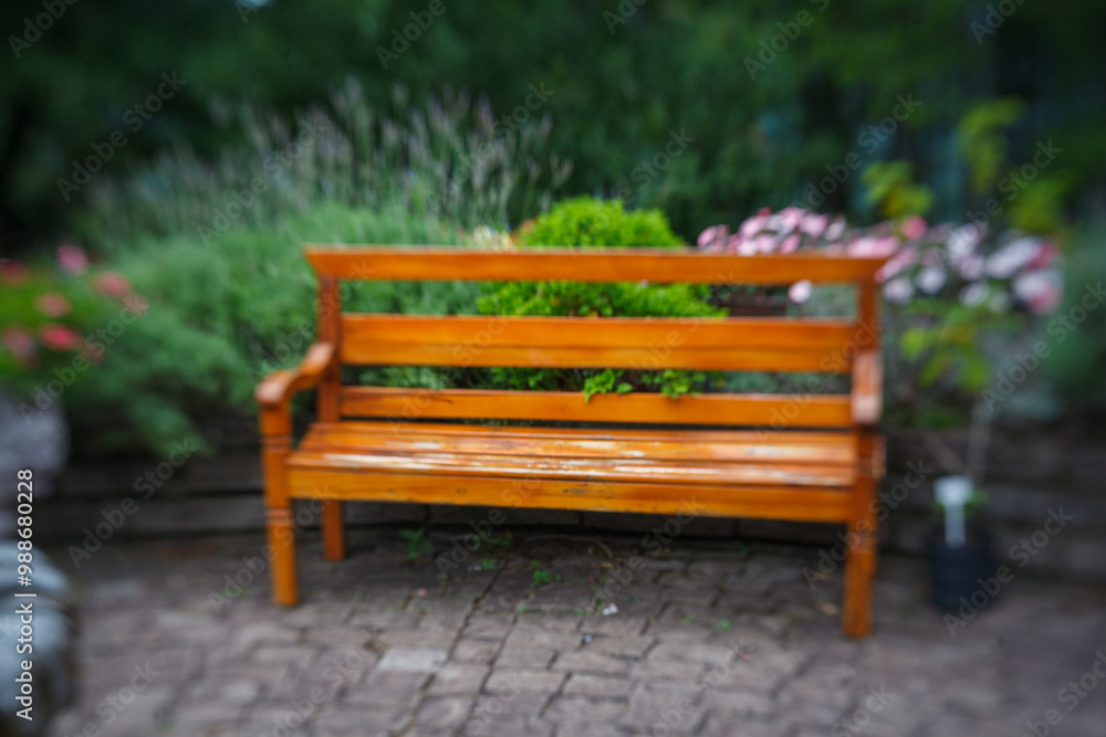 Wood bench at Le Jardin, lavender garden in Gramado, Serra Gaucha, Rio Grande do Sul, Brazil. Wood bench at Le Jardin, lavender garden in Gramado, Serra Gaucha, Rio Grande do Sul, Brazil.