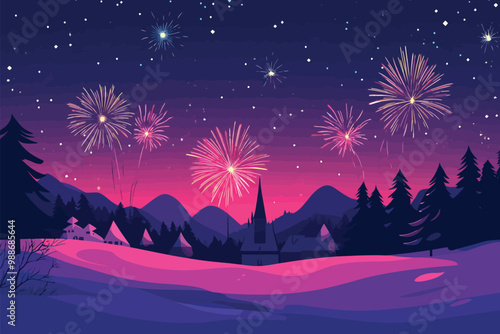 A city filled with fireworks on new year eve