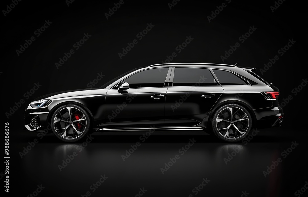 Black car, SUV on black background. Black car, SUV on black background.