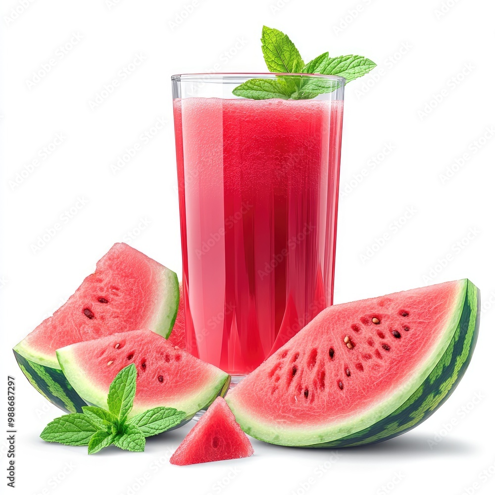 Refreshing Watermelon Juice with Fresh Slices: Perfect for Summer Enjoyment Refreshing Watermelon Juice with Fresh Slices: Perfect for Summer Enjoyment