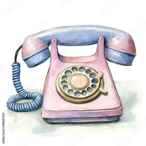 telephone  watercolor clipart illustration isolate