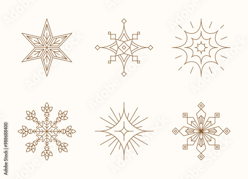 Boho Star Icon Set - Different style of stars, simple outline design, constellations, galaxies, rating, celebrities icon