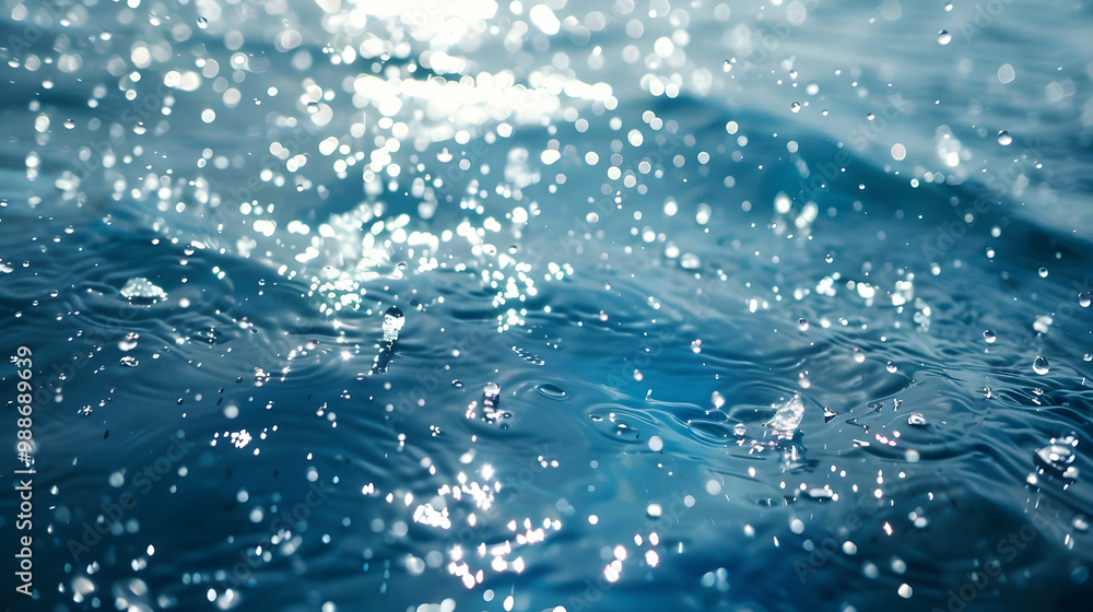 Water Droplets on a Blue Surface Water Droplets on a Blue Surface
