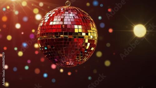 ai, generative, ai generative,RED, ball, disco, sphere, mirror, shine, light, retro, background, entertainment, nightlife, night, particle, bright, dark, dance, effect, festive, glitter, music, nightc