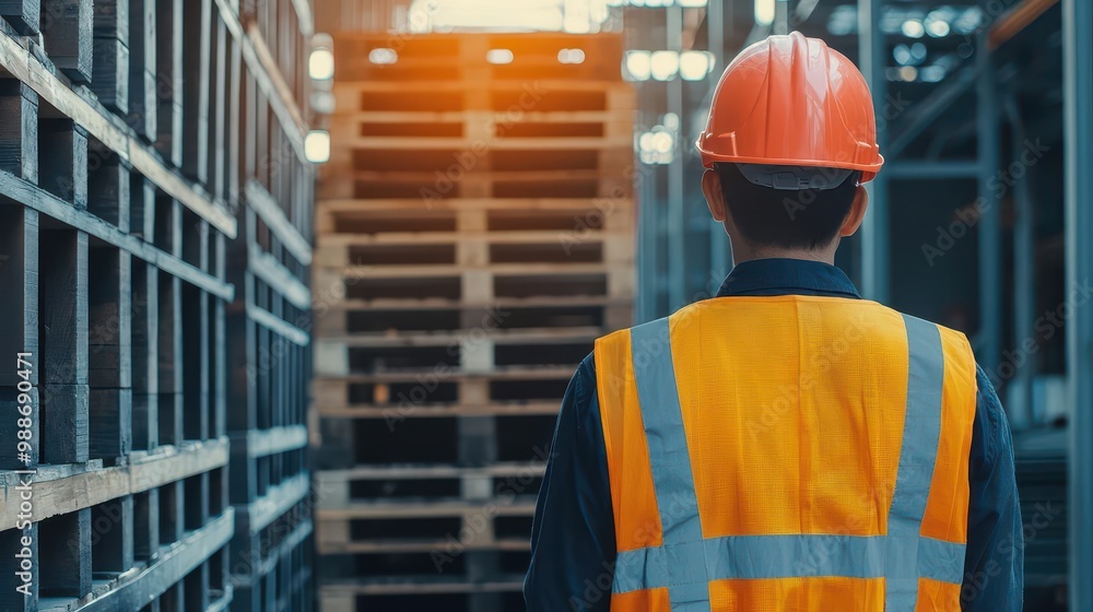 Workers securing pallets on the back of a truck for delivery, Pallet Securing, Industrial Delivery, Loading Process Workers securing pallets on the back of a truck for delivery, Pallet Securing, Industrial Delivery, Loading Process