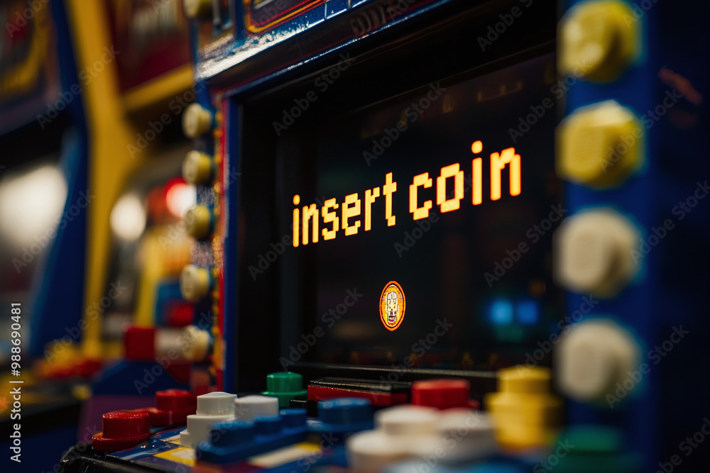 Insert Token Insert coin screen on a vintage arcade game Stock Illustration | Adobe ...