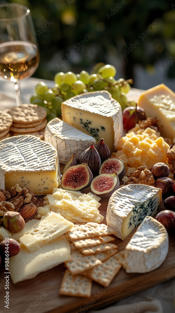 French cheese platter with nuts and fruits French cheese platter with nuts and fruits