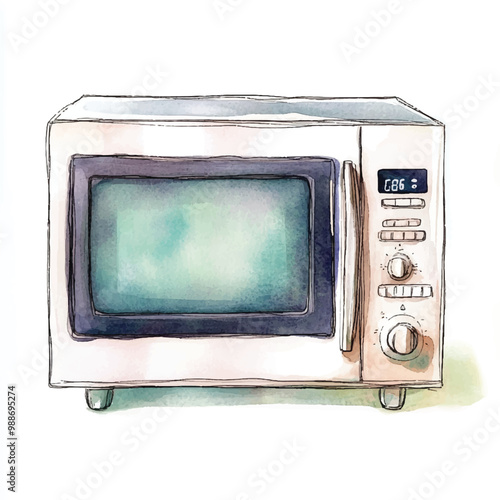 Microwave watercolor clipart illustration isolate