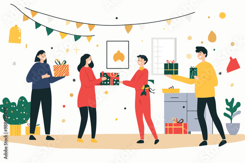 Festive Party Vector Illustration with Firecrackers