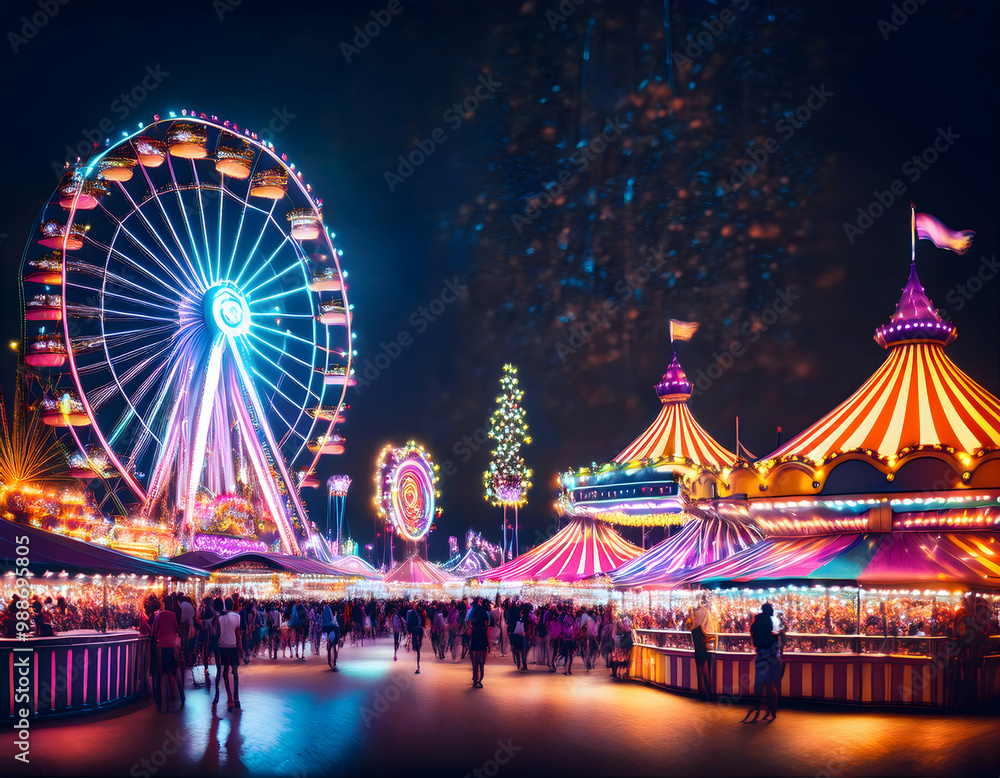 Obraz premium night scene of a carnival