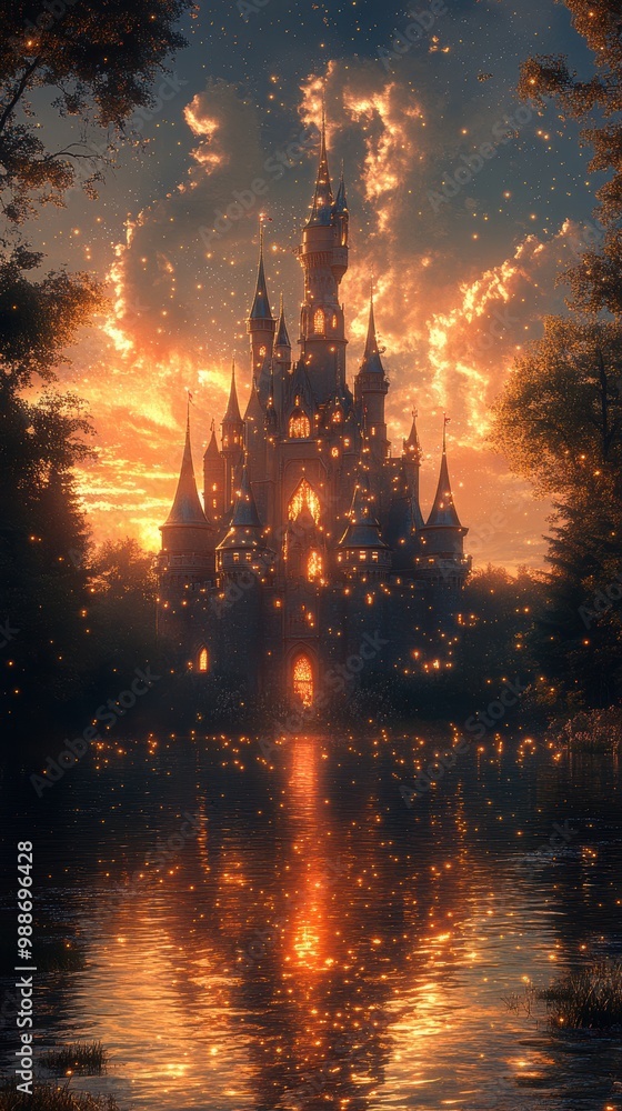 Obraz premium Enchanted Castle at Sunset