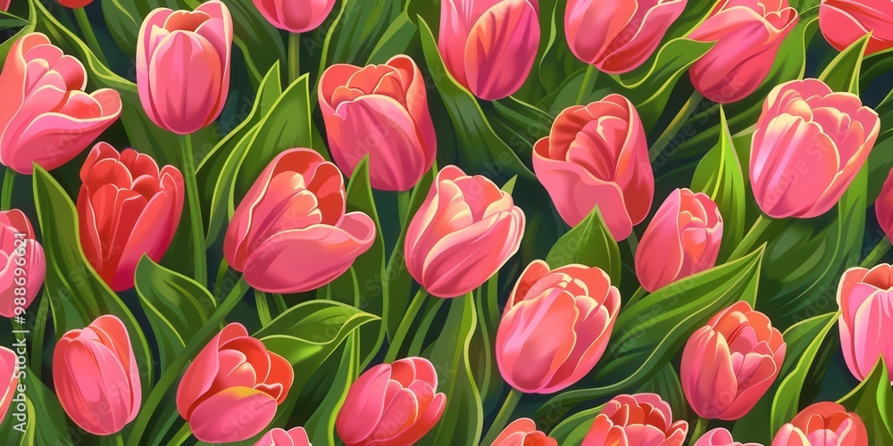 Vibrant Tulips Blooming. Spring Garden Theme Vibrant Tulips Blooming. Spring Garden Theme