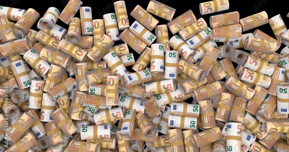 Euro bills on transparent alpha channels