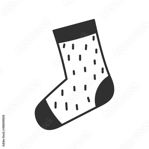 Wallpaper Mural Knitted Sock Doodle Icon. Cozy winter clothing element. Hand made hygge garment. Isolated vector illustration in outline style Torontodigital.ca