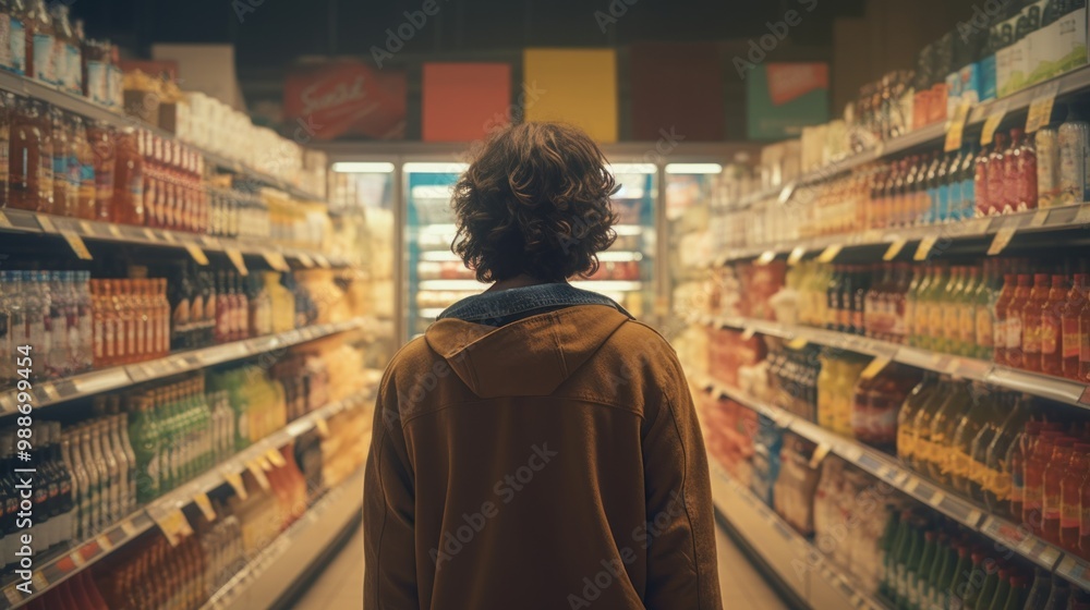 Fototapeta premium A Person in a Grocery Aisle