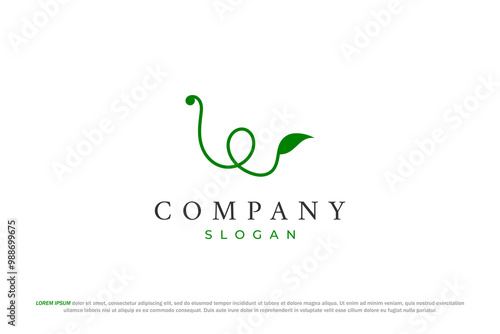 letter w leaf and nature logo