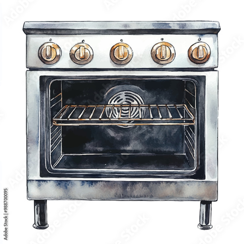 oven watercolor clipart illustration isolate