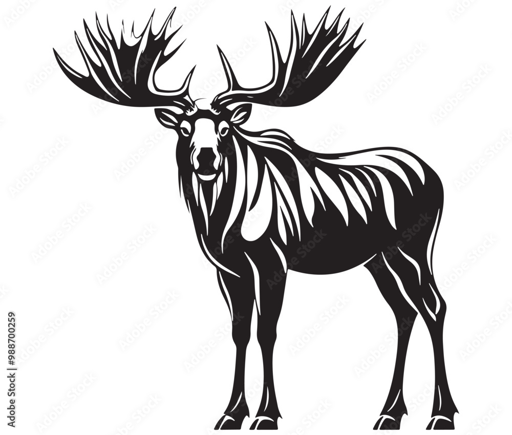 Fototapeta premium Moose silhouette, Moose illustration vector, American moose