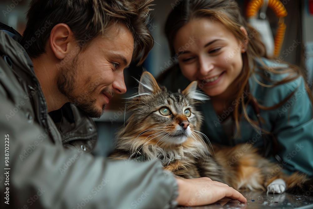 Photo of love and harmony between human and pets generative ai