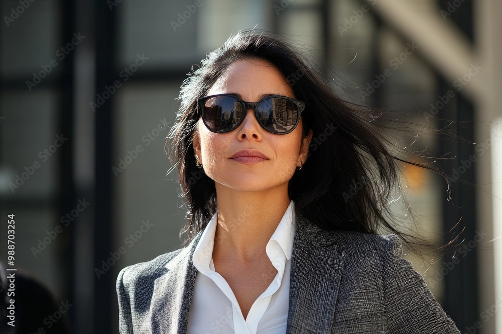 Confident businesswoman in sunglasses outdoors Confident businesswoman in sunglasses outdoors