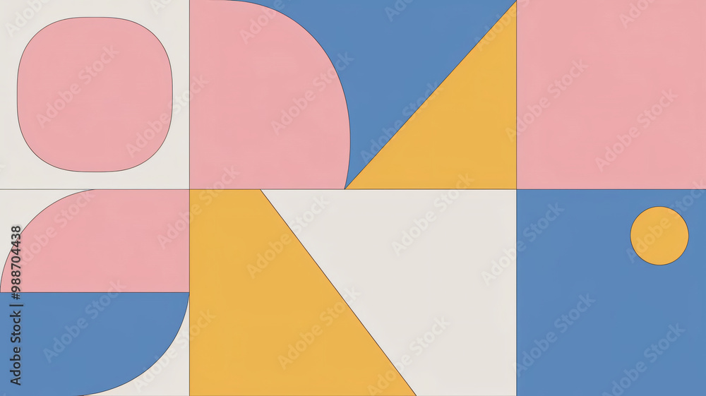 Minimalistic Geometric Shapes in Pastel Tones

