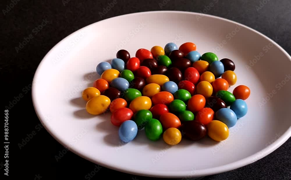 Mini chocolate ball delights in attractive colors on a dark background Mini chocolate ball delights in attractive colors on a dark background