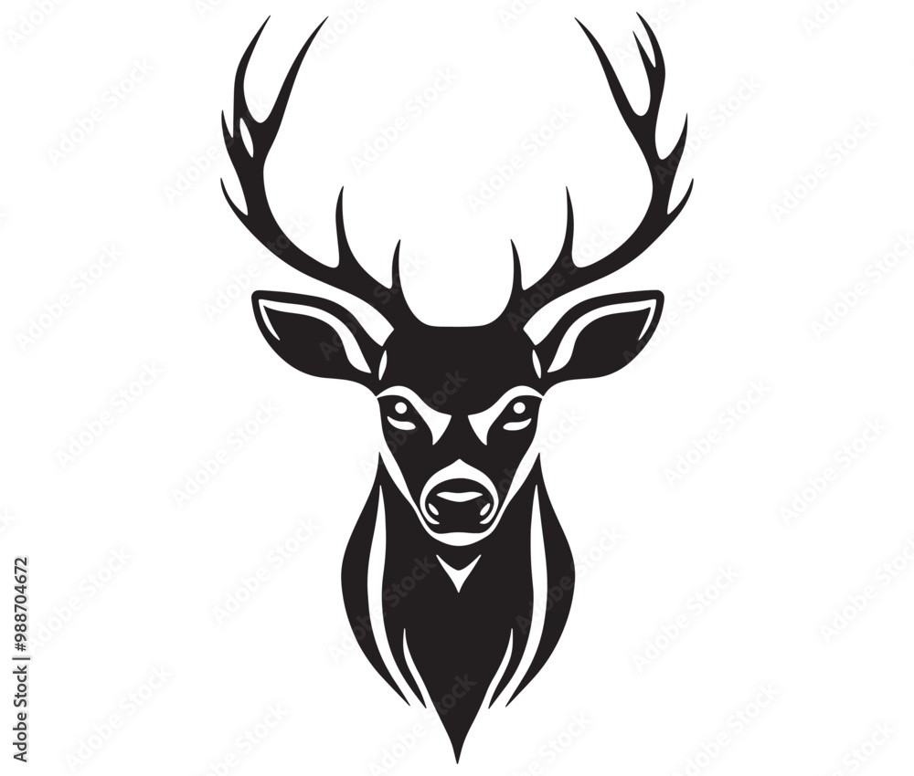 Deer head silhouette, Deer head icon, deer vector Deer head silhouette, Deer head icon, deer vector