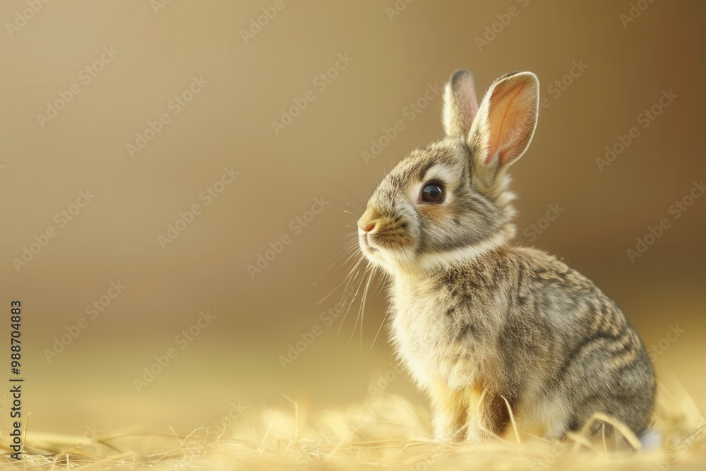Fototapeta premium Cute Bunny in High Detail. Simple and Elegant Wallpaper Concept