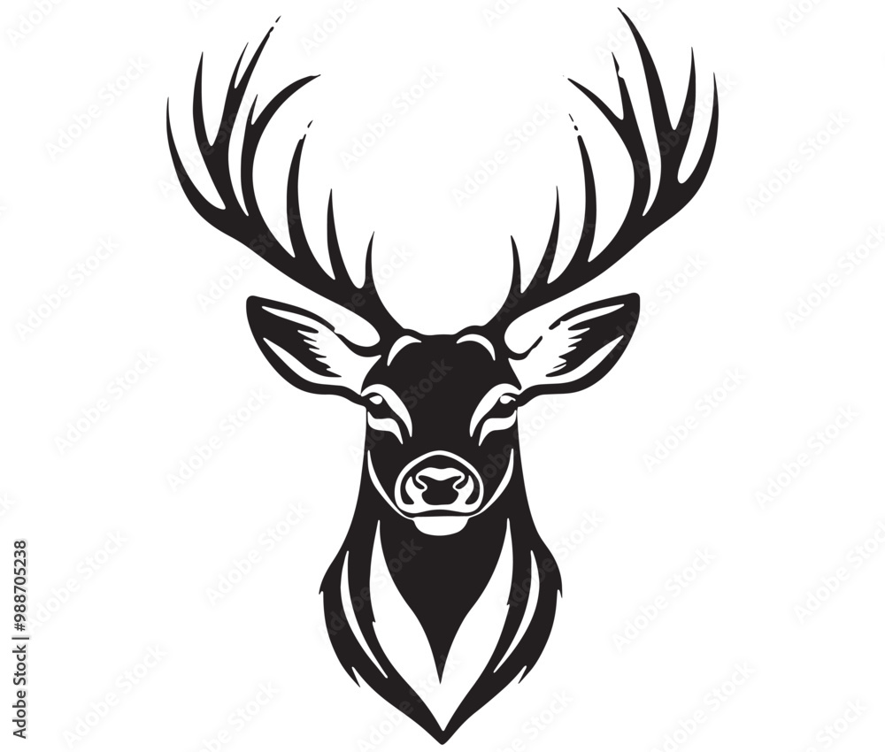 Deer head silhouette, Deer head icon, deer vector Deer head silhouette, Deer head icon, deer vector