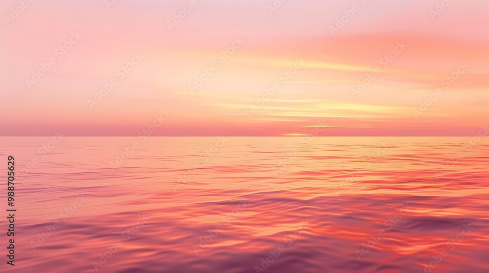 Fototapeta premium Stunning Pink Sunset Over Calm Ocean Water