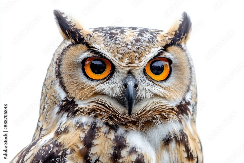 Fototapeta premium Close Up of an Owl with Yellow Eyes.