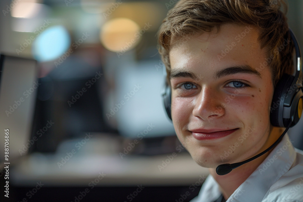 Young person work in a modern company generative AI Young person work in a modern company generative AI