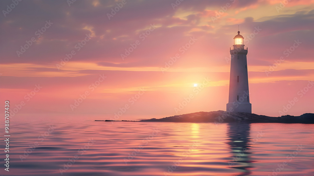 Lighthouse Sunset Seascape: A Serene Coastal Scene Lighthouse Sunset Seascape: A Serene Coastal Scene