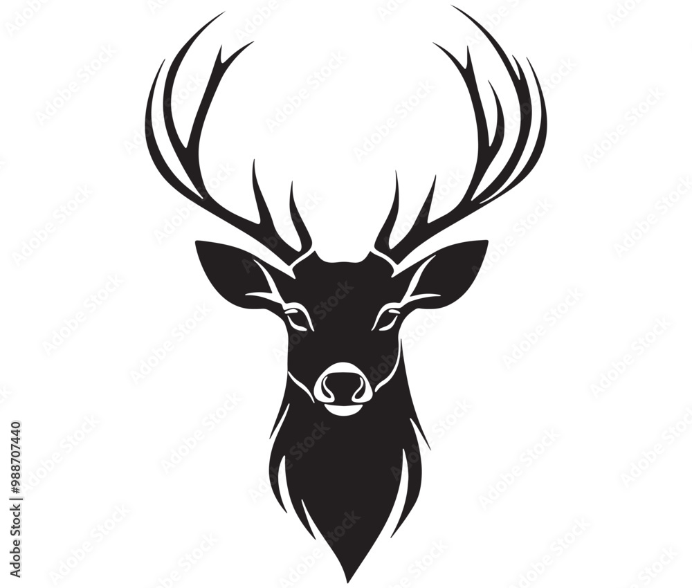 Fototapeta premium Deer head silhouette, Deer head icon, deer vector