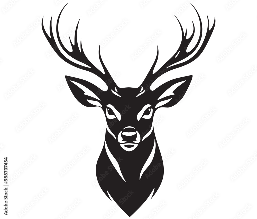 Deer head silhouette, Deer head icon, deer vector Deer head silhouette, Deer head icon, deer vector