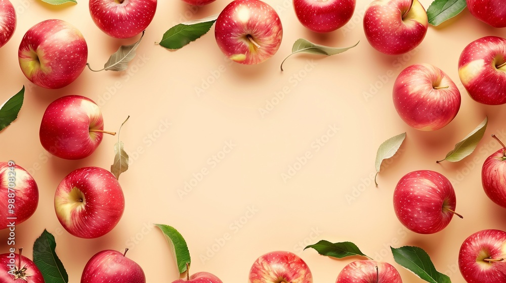 Red apple organic fruit healthy real food copy space circular arrangement background Red apple organic fruit healthy real food copy space circular arrangement background