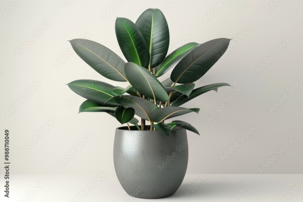 Elegant rubber plant with glossy green leaves in a modern, minimalist pot, perfect for home decor and indoor gardening inspiration Elegant rubber plant with glossy green leaves in a modern, minimalist pot, perfect for home decor and indoor gardening inspiration