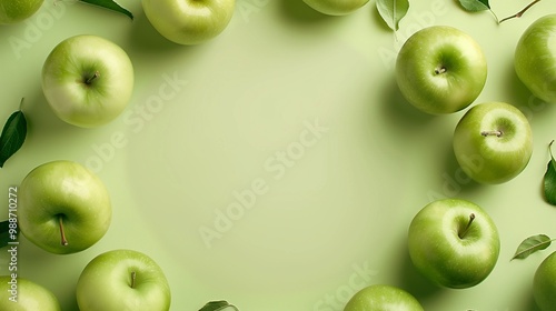 Wallpaper Mural Green apple organic fruit botanical harvesting copy space blank center circular arrangement Torontodigital.ca