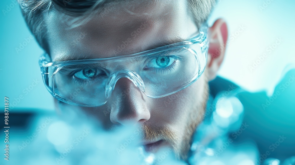 A scientist studying ice core samples in a laboratory. A scientist studying ice core samples in a laboratory.