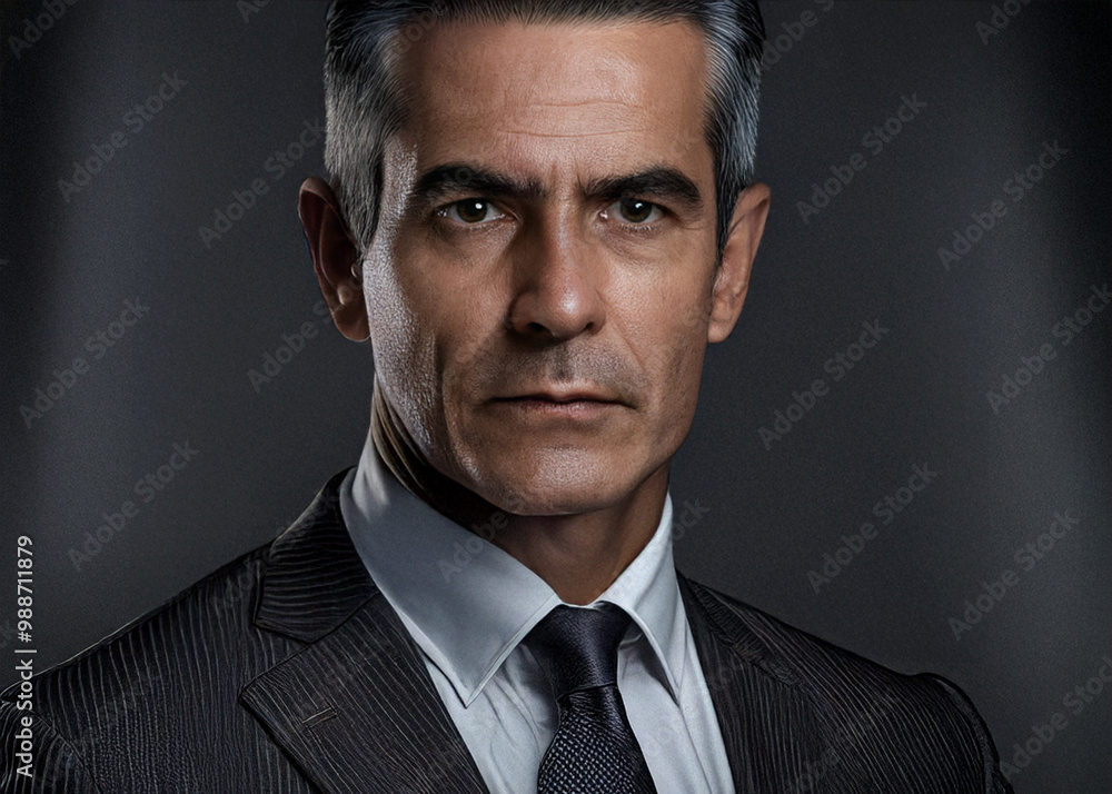 Focused CEO in Suit, Projecting Leadership and Power. Focused Corporate Leader with a Strong, Determined Gaze, Emphasizing Authority Focused CEO in Suit, Projecting Leadership and Power. Focused Corporate Leader with a Strong, Determined Gaze, Emphasizing Authority